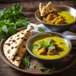 pudina chicken masala served in bowl with butter naan