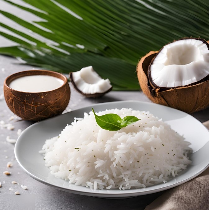 coconut rice served in a plate