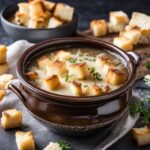 followed french onion soup recipe served in a bowl