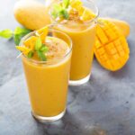 mango lassi served in a glass