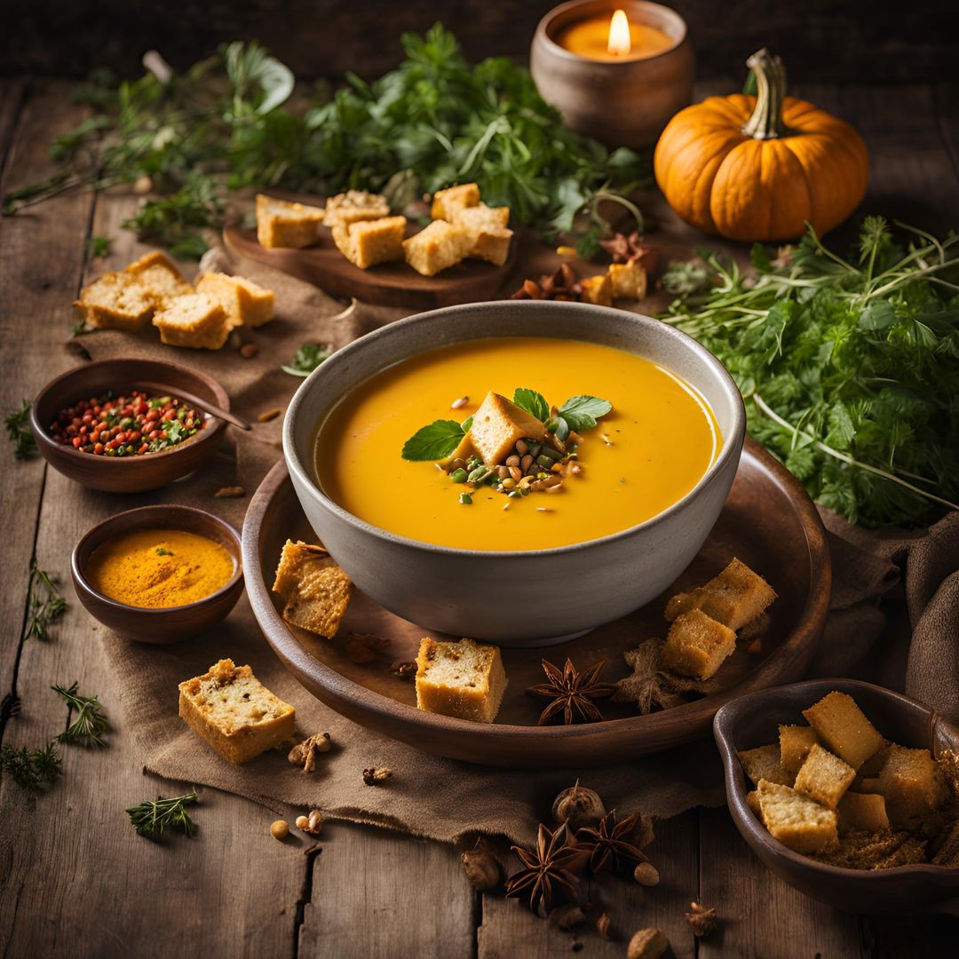 pumpkin soup served in a bowl