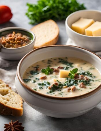 zuppa toscana soup recipe served in a bowl with bread