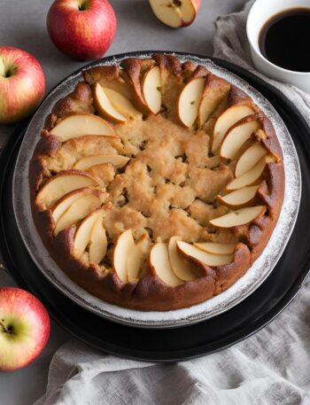 apple cake recipe serve in a plate