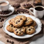 Chocolate Chip Cookies Recipe served in a plate with a cup of coffee