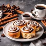 cinnamon rolls recipe- cinnamon rolls served in a plate with a cup of coffee