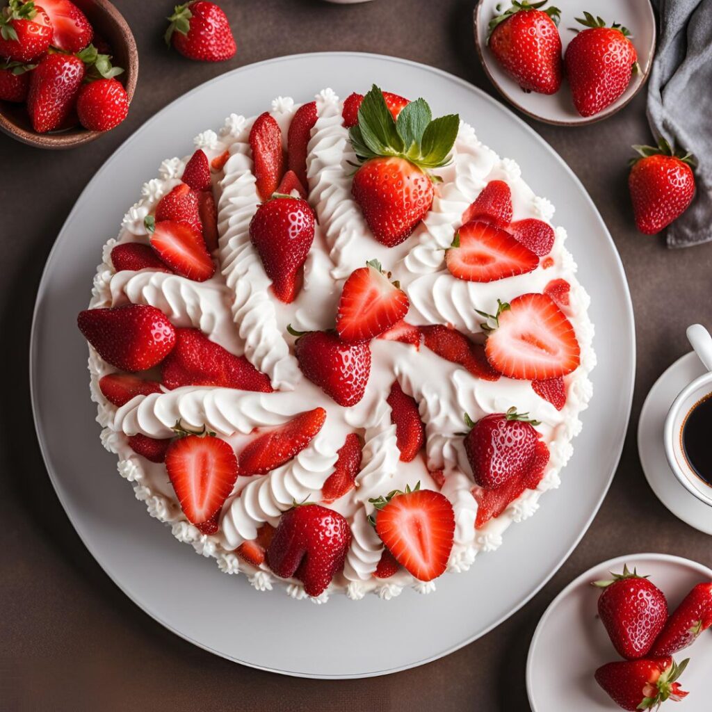 strawberry cake recipe served in a plate