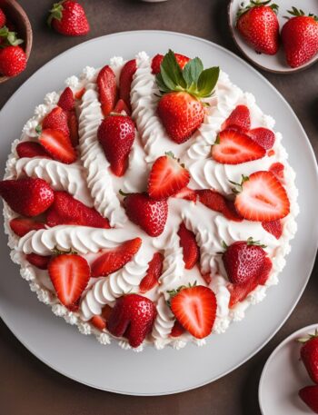 strawberry cake recipe served in a plate