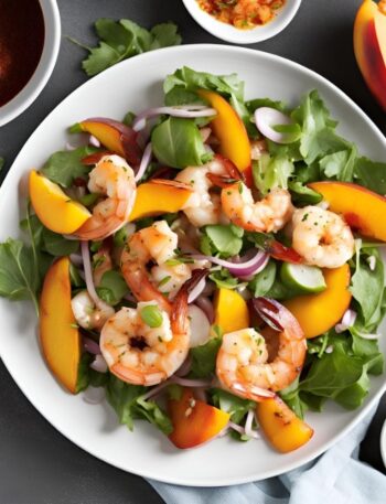 Discover the Perfect Balance of Heat and Sweetness: Spicy Shrimp Peach Salad