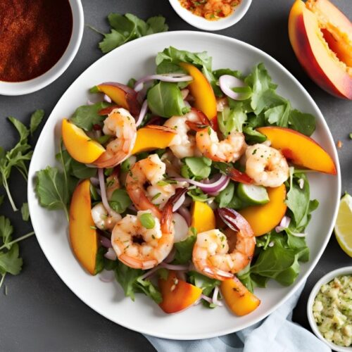 Discover the Perfect Balance of Heat and Sweetness: Spicy Shrimp Peach Salad